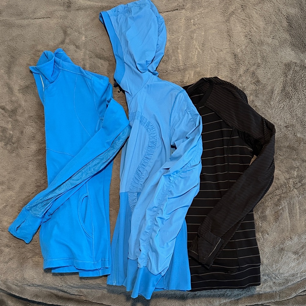 lululemon athletica Long Sleeve Tops - Bright Blue, Light Blue, Black